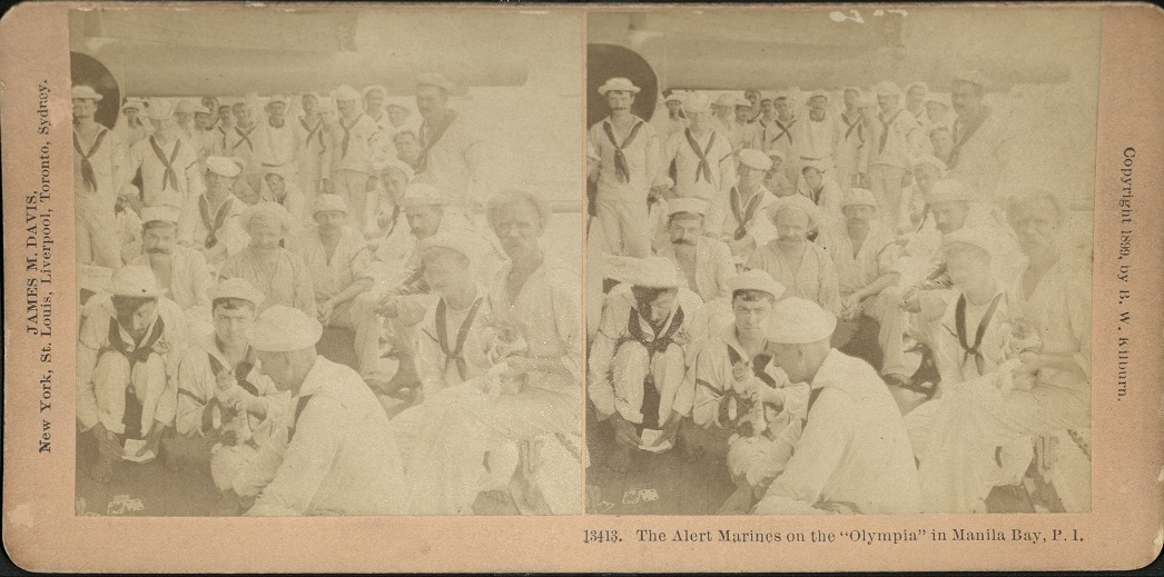The alert Marines on the “ï¿½lympia” in Manila Bay, P. I.